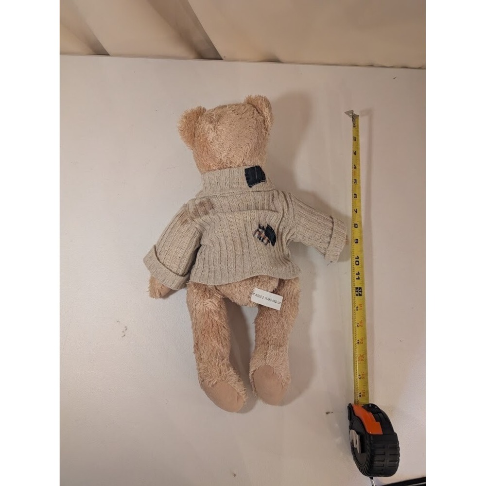 Old Friend Plush Teddy Bear Beige 15" Stuffed Animal Knit Sweater Stained - Picture 3 of 6